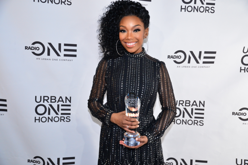 Honoree Brandy poses for a photo after receiving her award at the Urban ... Michael Jackson In Gold Magazine